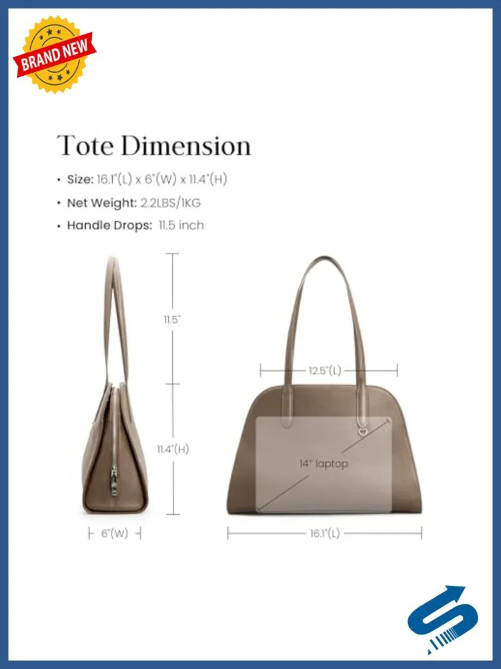 Genuine Leather Tote Bag Multi-Pockets Designer Shoulder Work Satchel Handbags